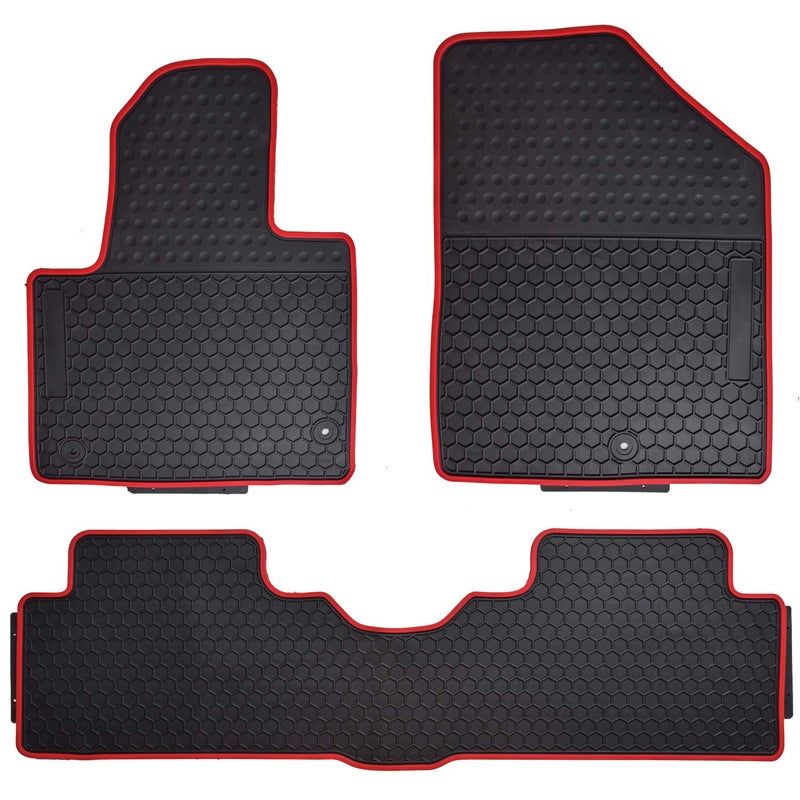 Megiteller Car Floor Mats Custom Fit for Hyundai Santa Fe 2013 2014 2015 2016 2017 2018 Odorless Washable Heavy Duty Rubber (All Weather) Floor Liners Set Christmas Red - Image 1
